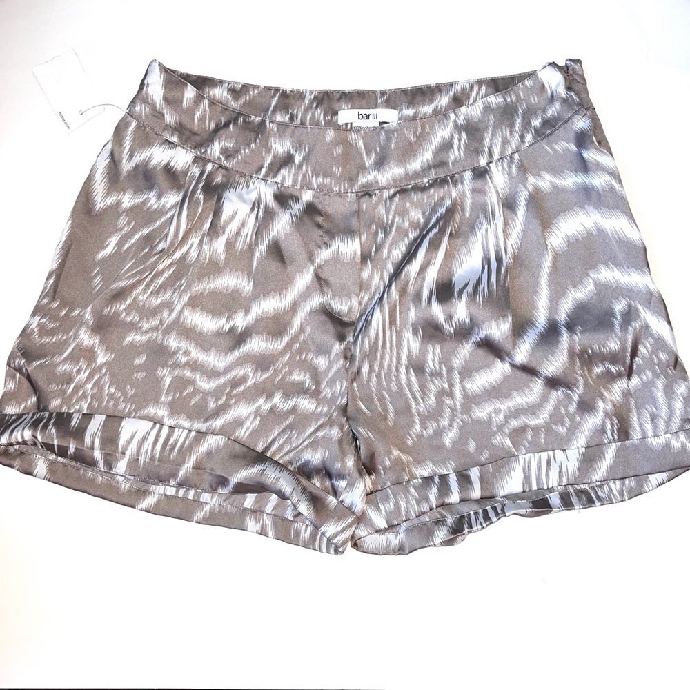 bar III Daytona Neutral Zebra Print Silky Shorts